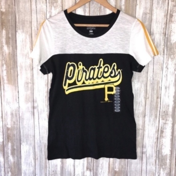 MLB Tops - Pittsburgh Pirates Colorblock Tee Womens S NWT Black Gold MLB Shirt